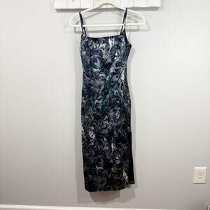 Abercrombie & Fitch Marble Print Midi Dress XS Spaghetti Strap EUC